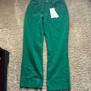green zara jeans brand new with tags